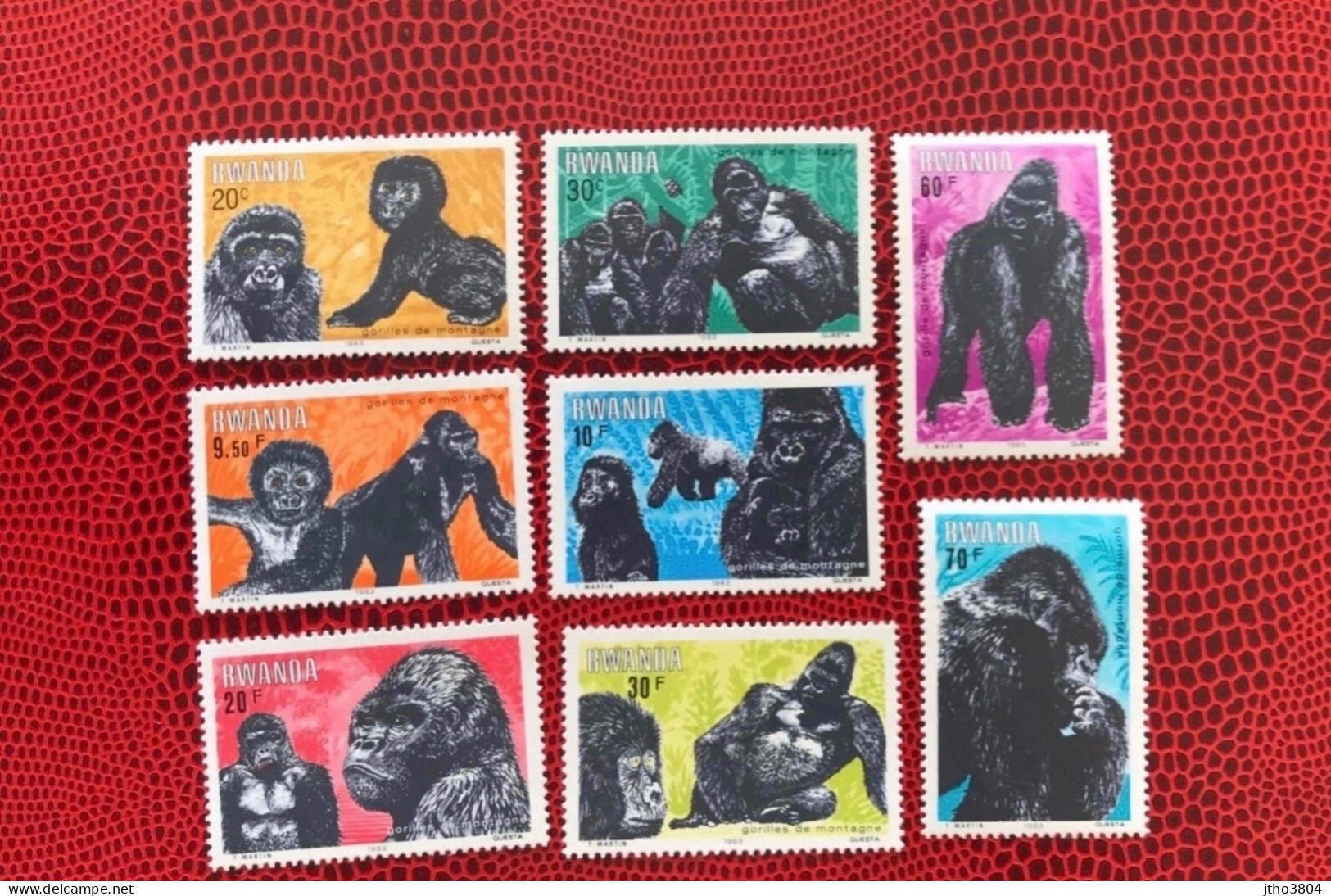 RWANDA 1983 8v Neuf MNH ** YT 1117 1124 Singes Gorilles Gorilla Mamíferos Mammals Säugetiere Mammiferi Mammifère - Mono