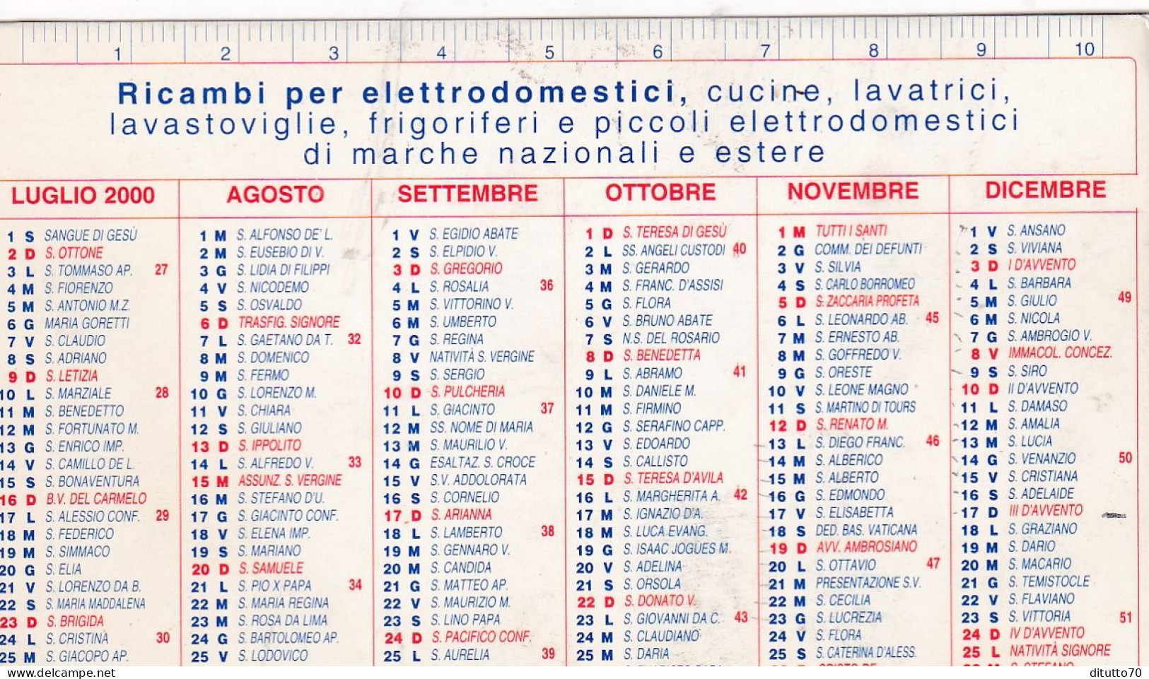 Calendarietto - Ricambi Per Elettrodomestici - Busto Arsizio - Anno 2000 - Petit Format : 1991-00