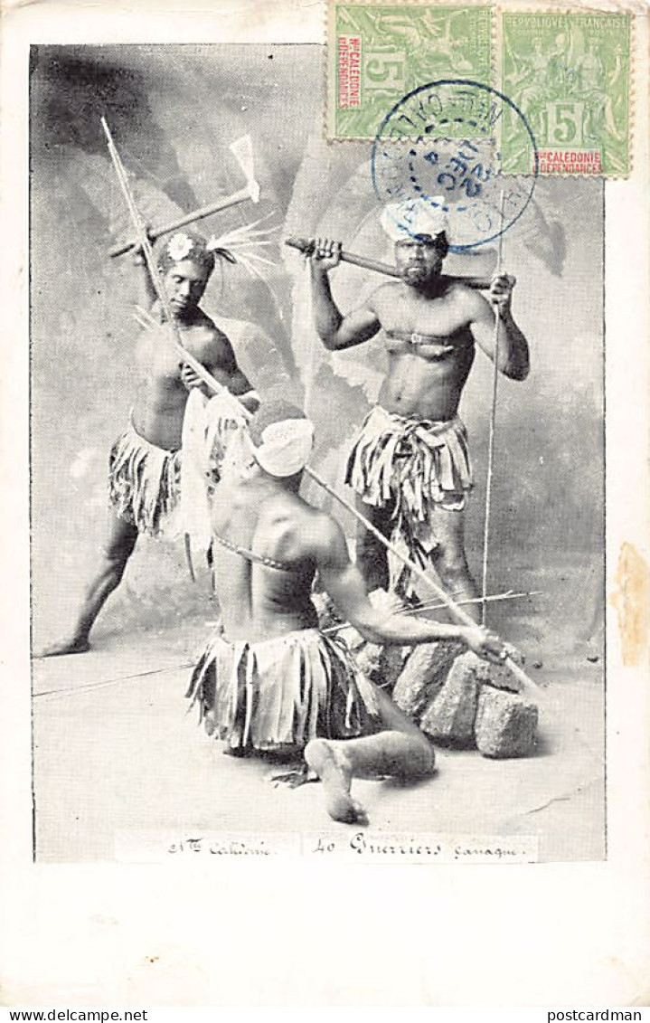 Nouvelle-Calédonie - Guerriers Canaques - OBLITÉRATION DE THIO - Ed. Inconnu 40 - Nouvelle Calédonie