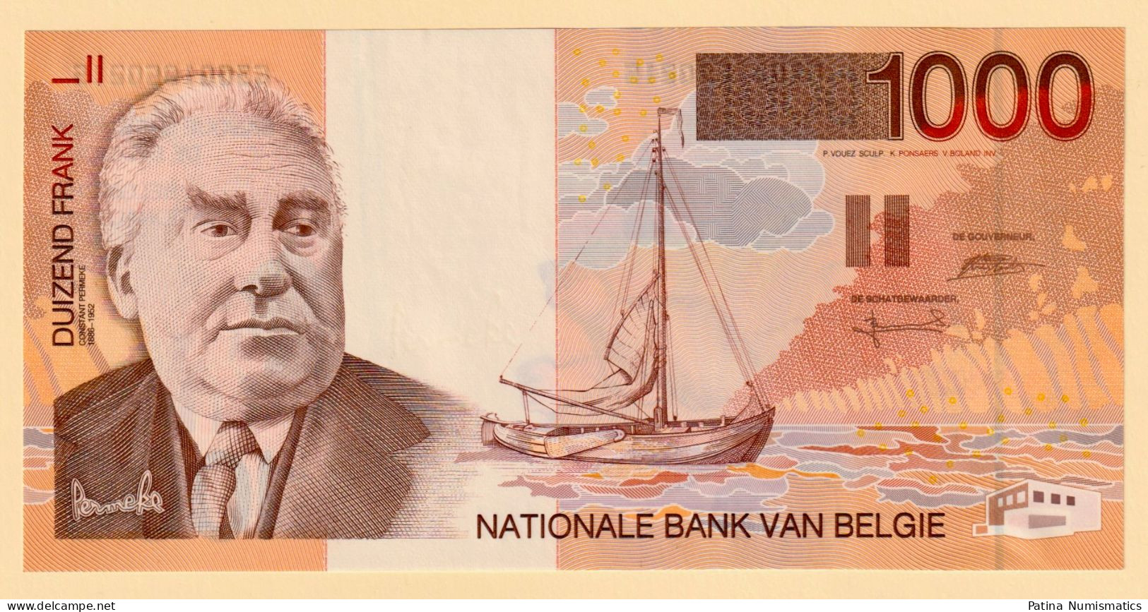 Belgium 1000 Francs ND 1997 Permeke / Boat P 150 215 Crisp UNC - Zonder Classificatie