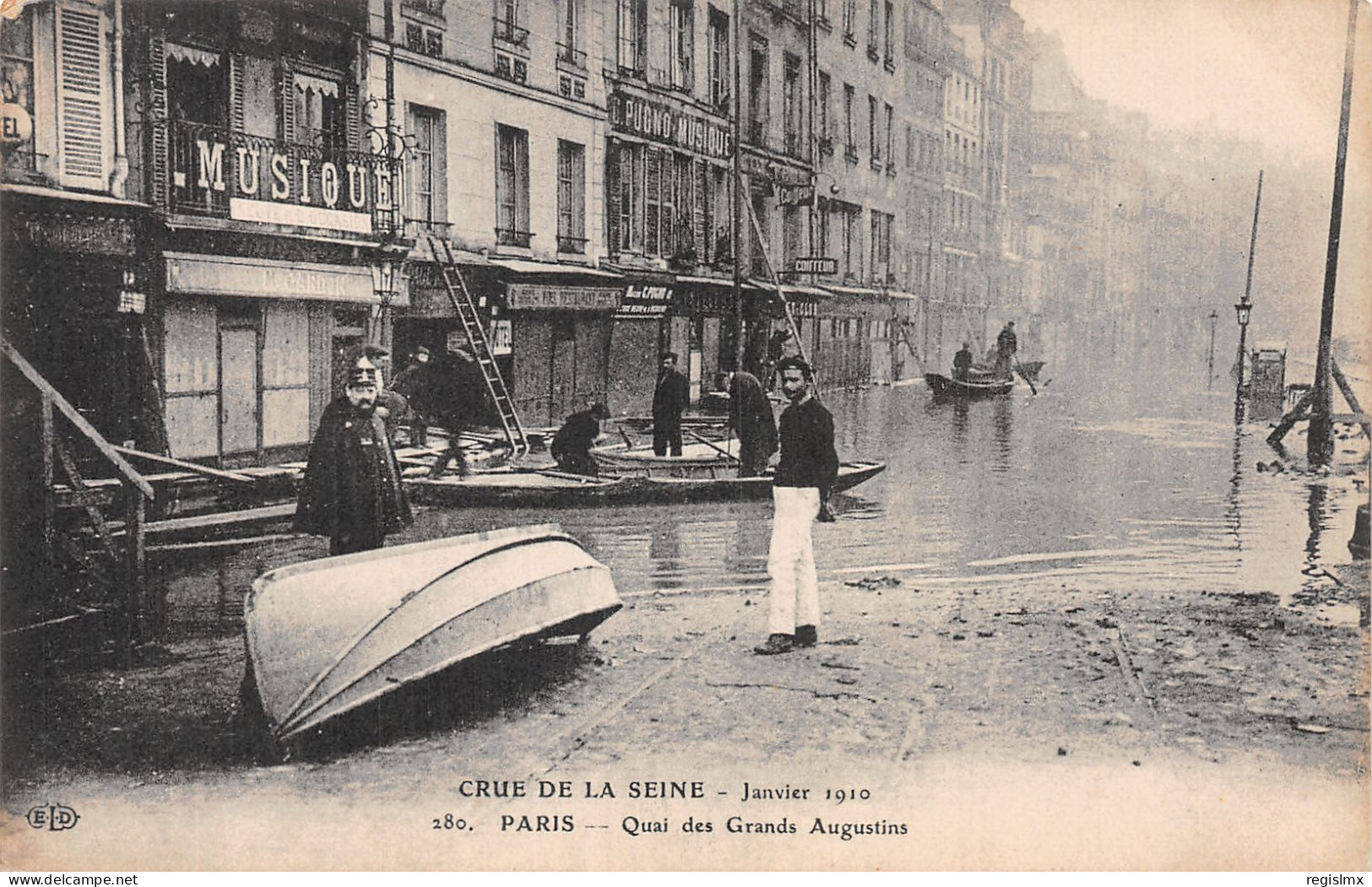 75-PARIS CRUE DE LA SEINE 1910 QUAI DES GRANDS AUGUSTINS-N°T1052-H/0009 - Inondations De 1910