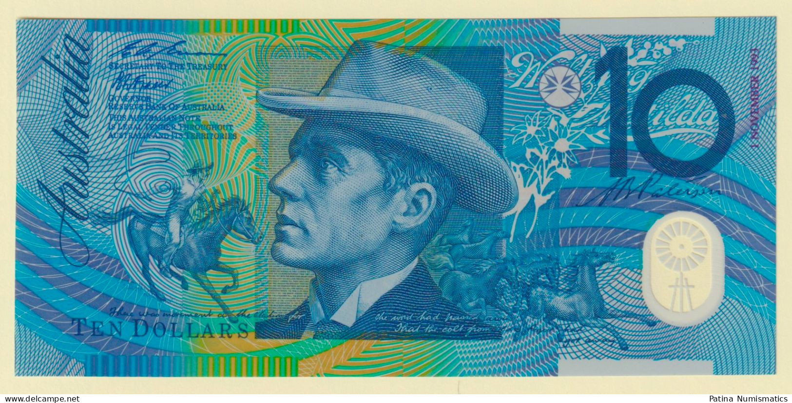 Australia 10 Dollars 1 - 11 - 1993 In RED Low Serial P 52 Crisp Gem UNC - 1992-2001 (polymère)