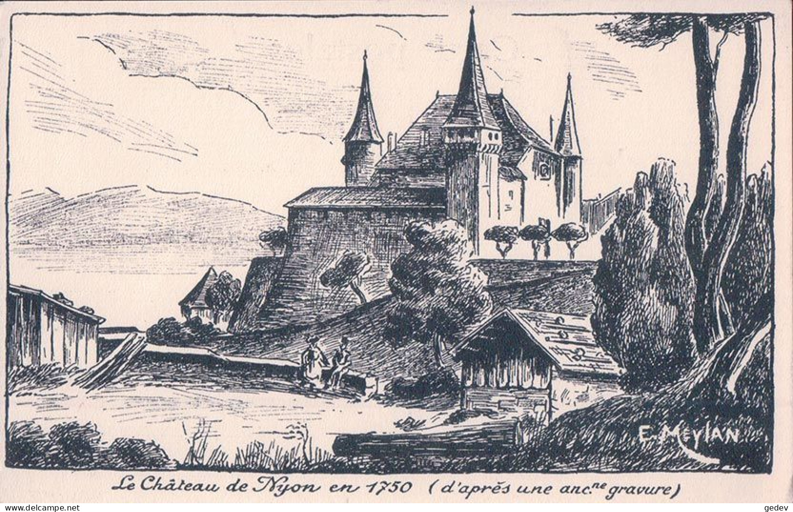 Nyon VD, Le Château, Litho E. Meylan (7) - Nyon