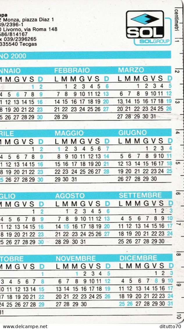 Calendarietto - SOLGRUPPO - Monza - Anno 2000 - Formato Piccolo : 1991-00