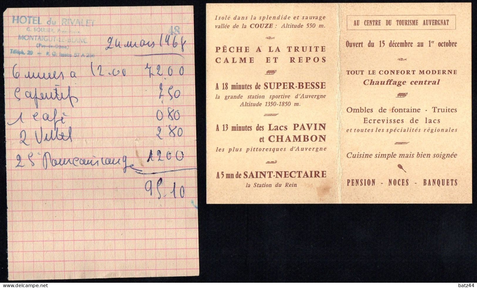 Le Rivalet Le Relais Des Montagne Mme G Soulier Montaigut Le Blanc Carte Et Note Restaurant 24 Mars 1968 - 1950 - ...