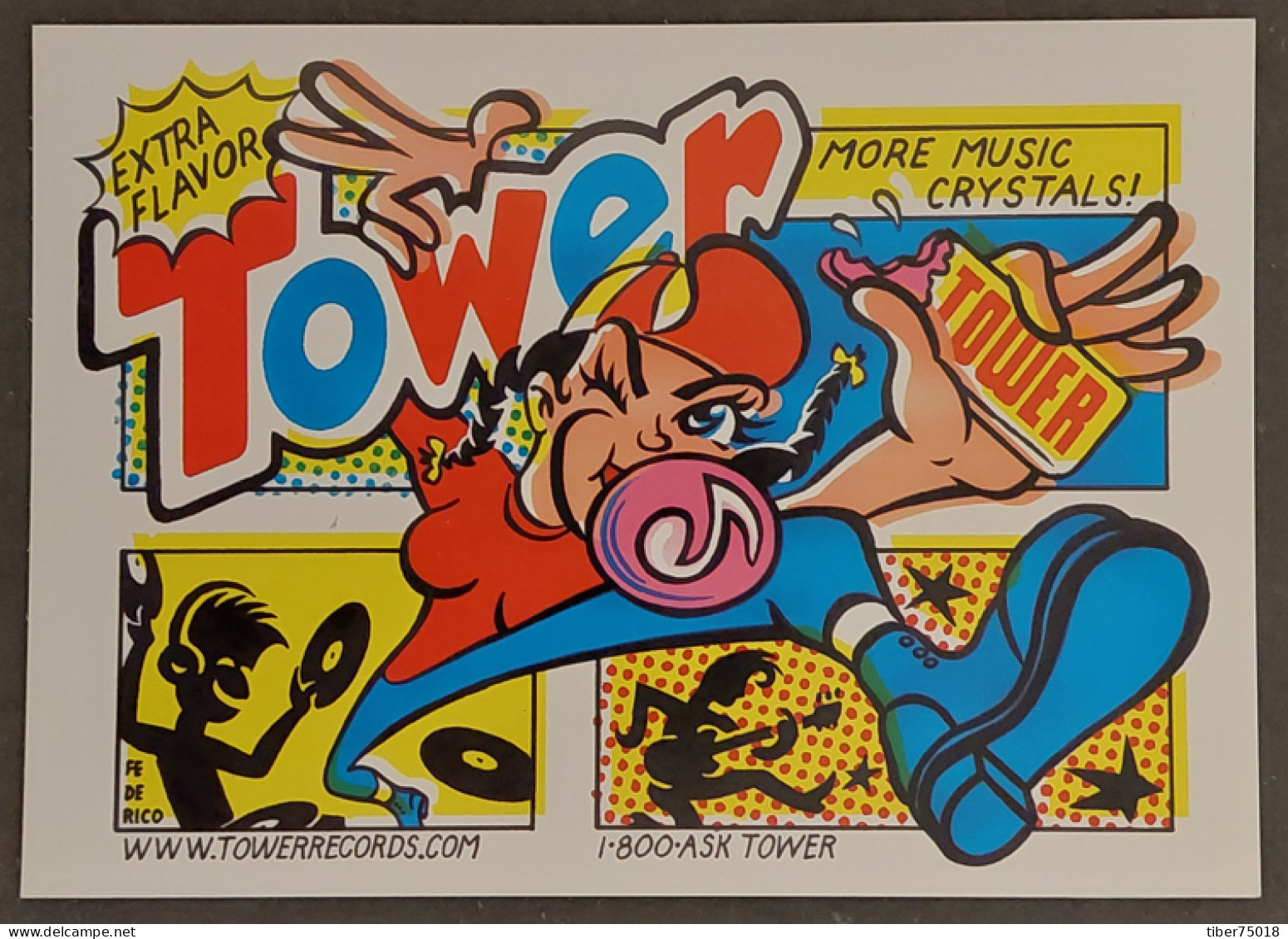 Carte Postale (Tower Records) Illustration : Federico Archuleta "Buff Bubblegum Babe" - Advertising