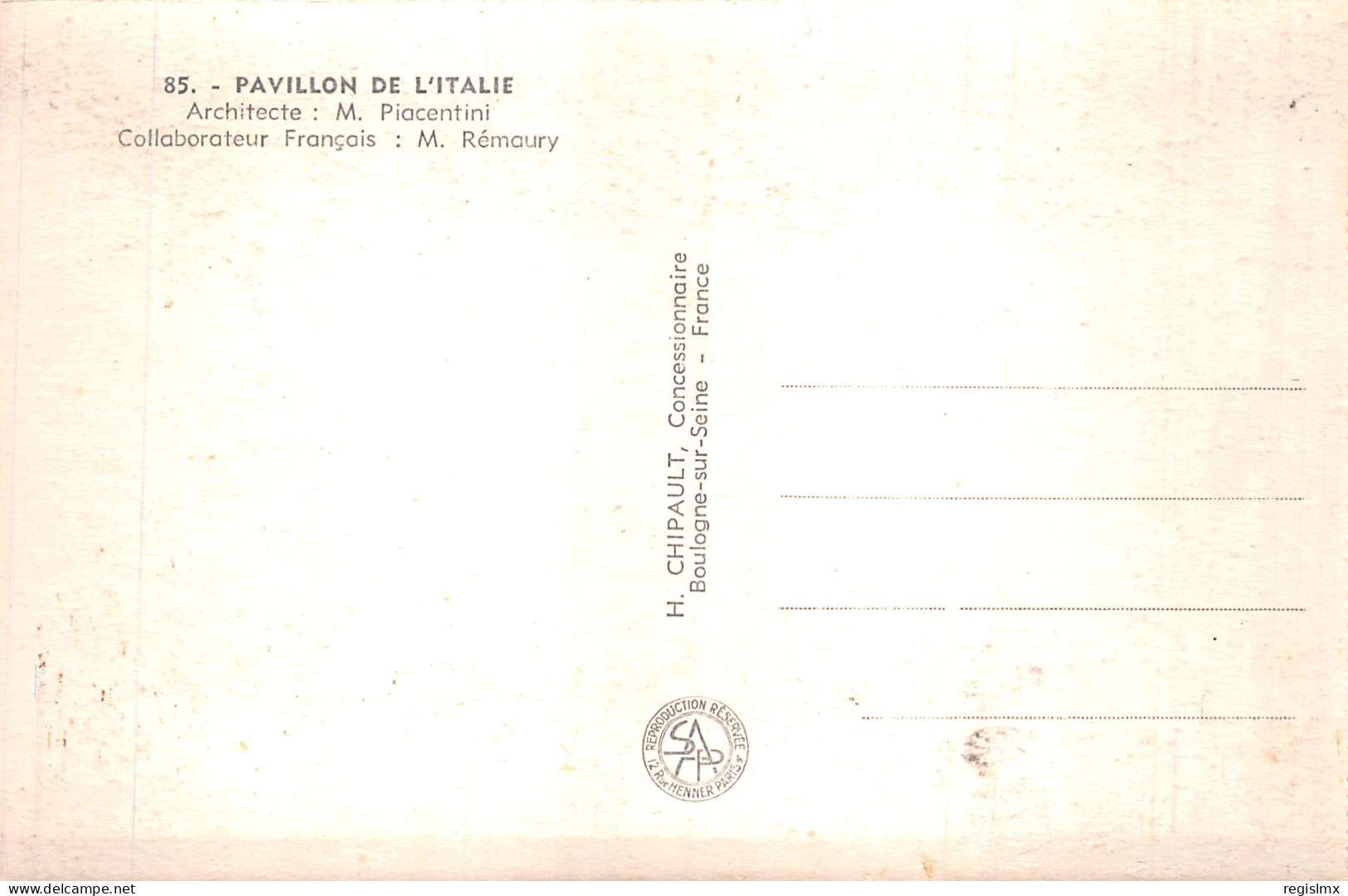 75-PARIS EXPOSITION INTERNATIONALE 1937 PAVILLON DE L Italie-N°T1054-E/0227 - Ausstellungen