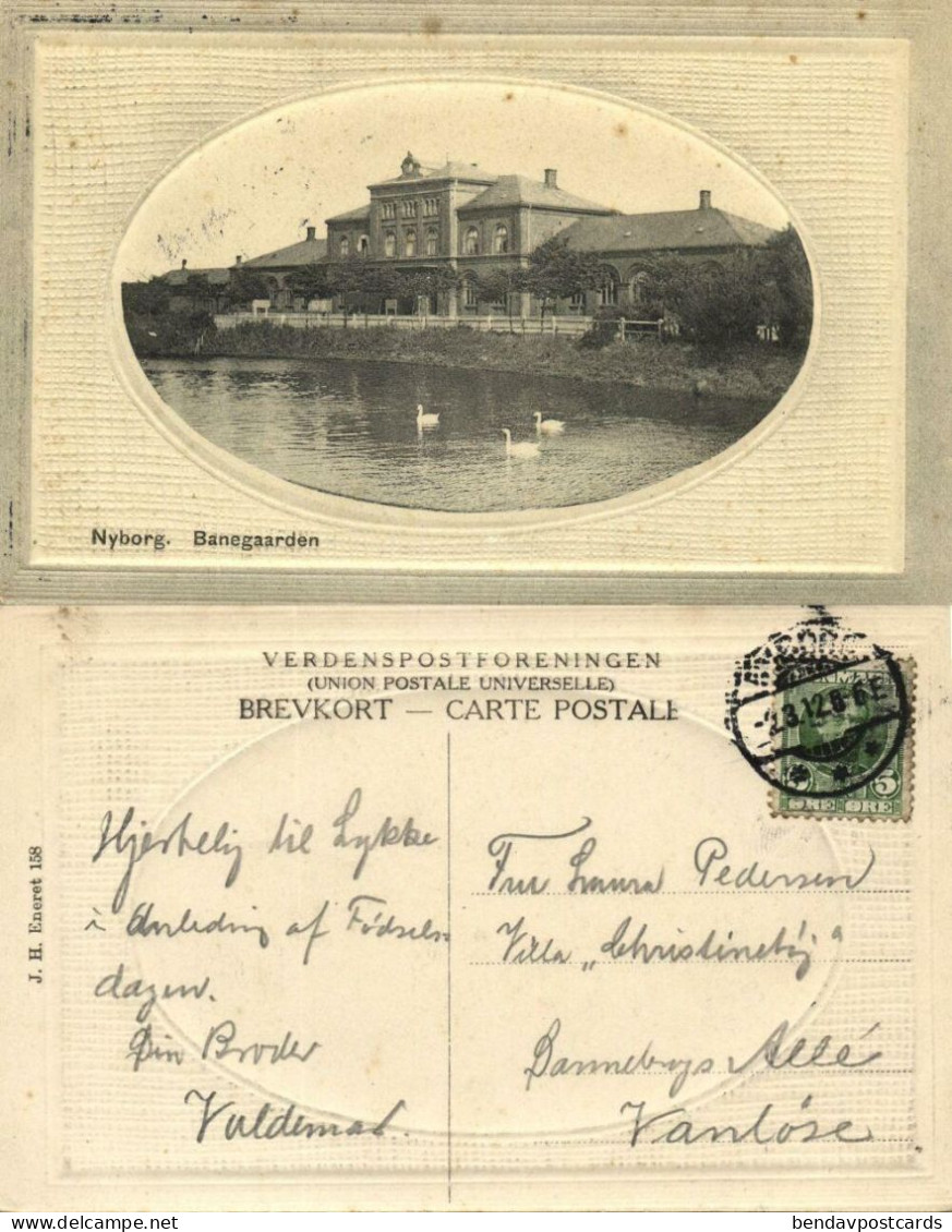 Denmark, NYBORG, Banegaarden, Railway Station (1912) Embossed Postcard - Danemark