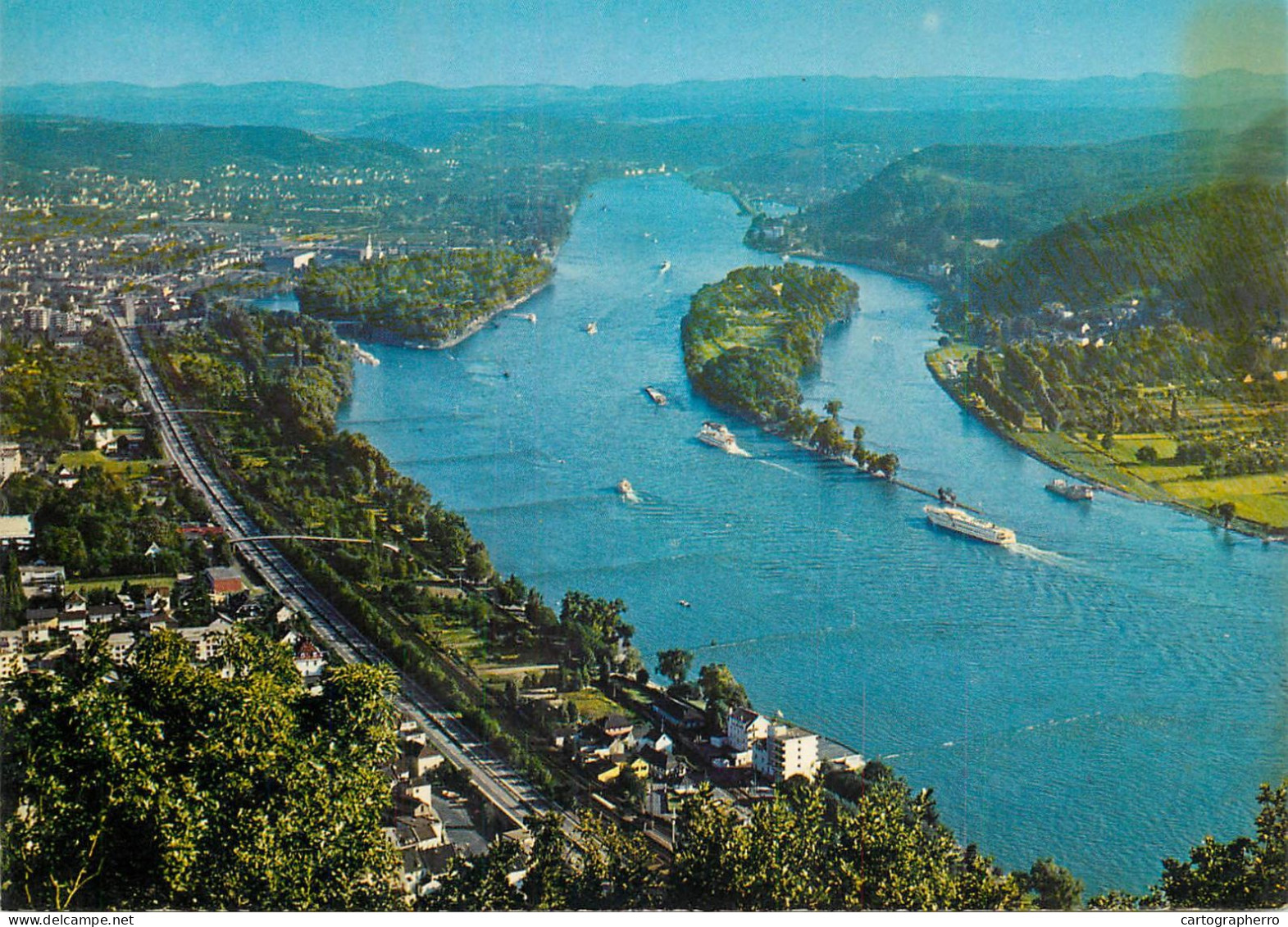 Navigation Sailing Vessels & Boats Themed Postcard Der Rhein Insel Nonnenwerth - Sailing Vessels