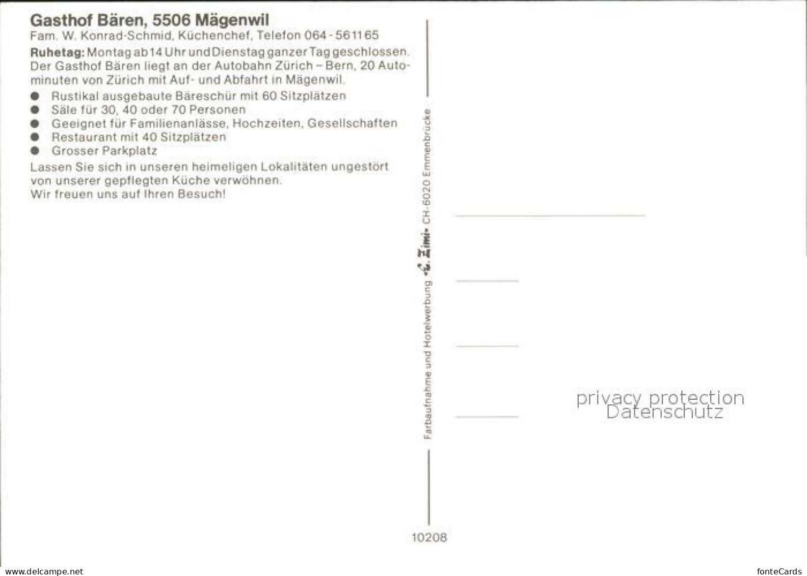 12004530 Maegenwil Gasthof Baeren Maegenwil - Andere & Zonder Classificatie