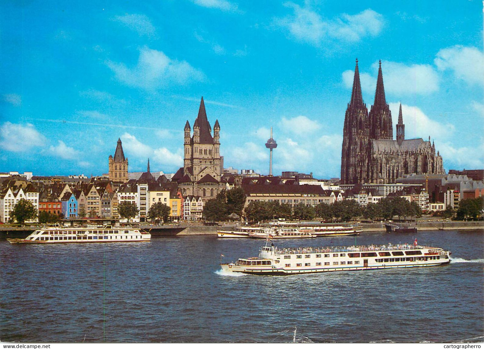 Navigation Sailing Vessels & Boats Themed Postcard Koln Am Rhein Old Town Cathedral - Sailing Vessels