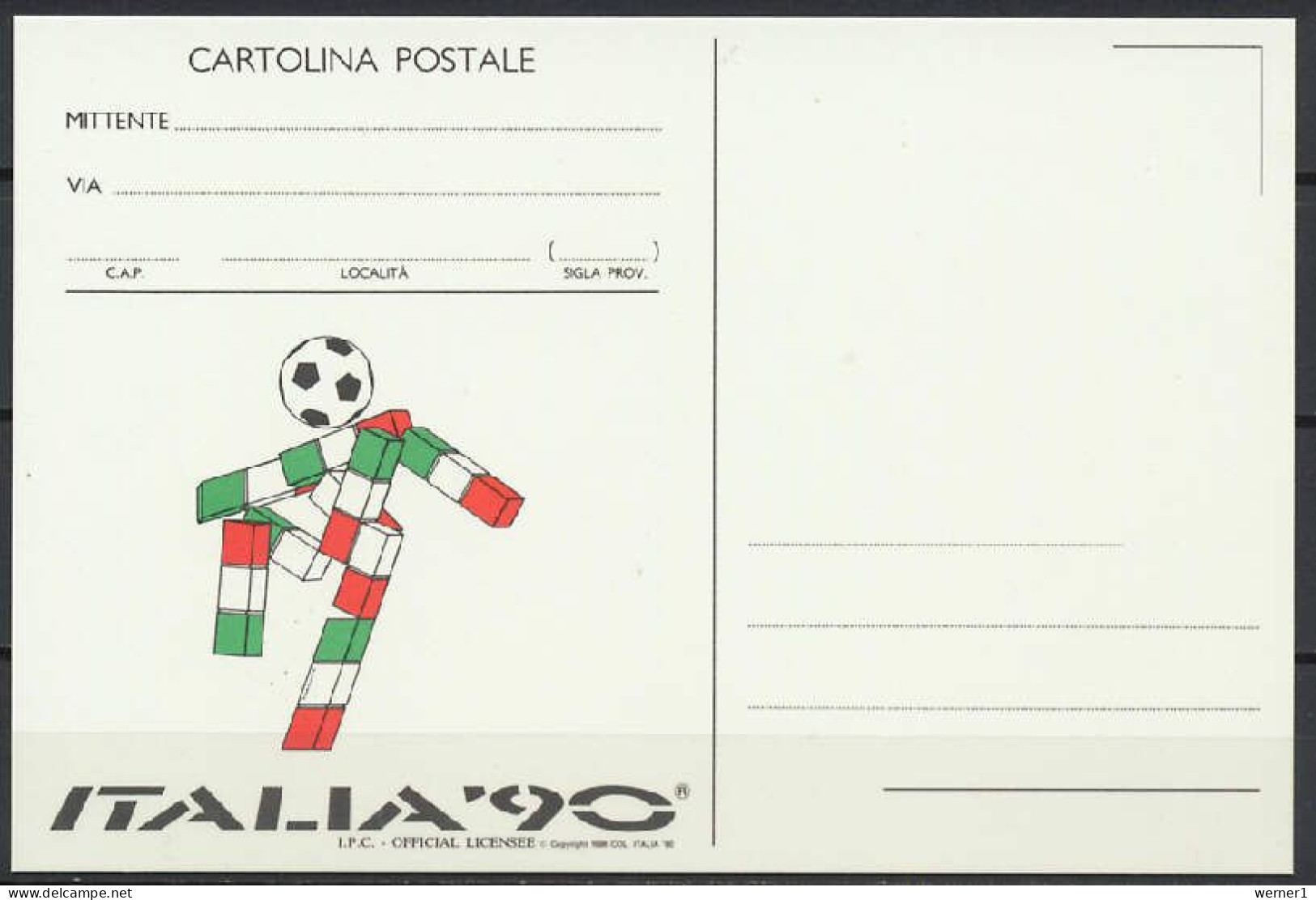 Italy 1990 Football Soccer World Cup Commemorative Postcard - 1990 – Italië