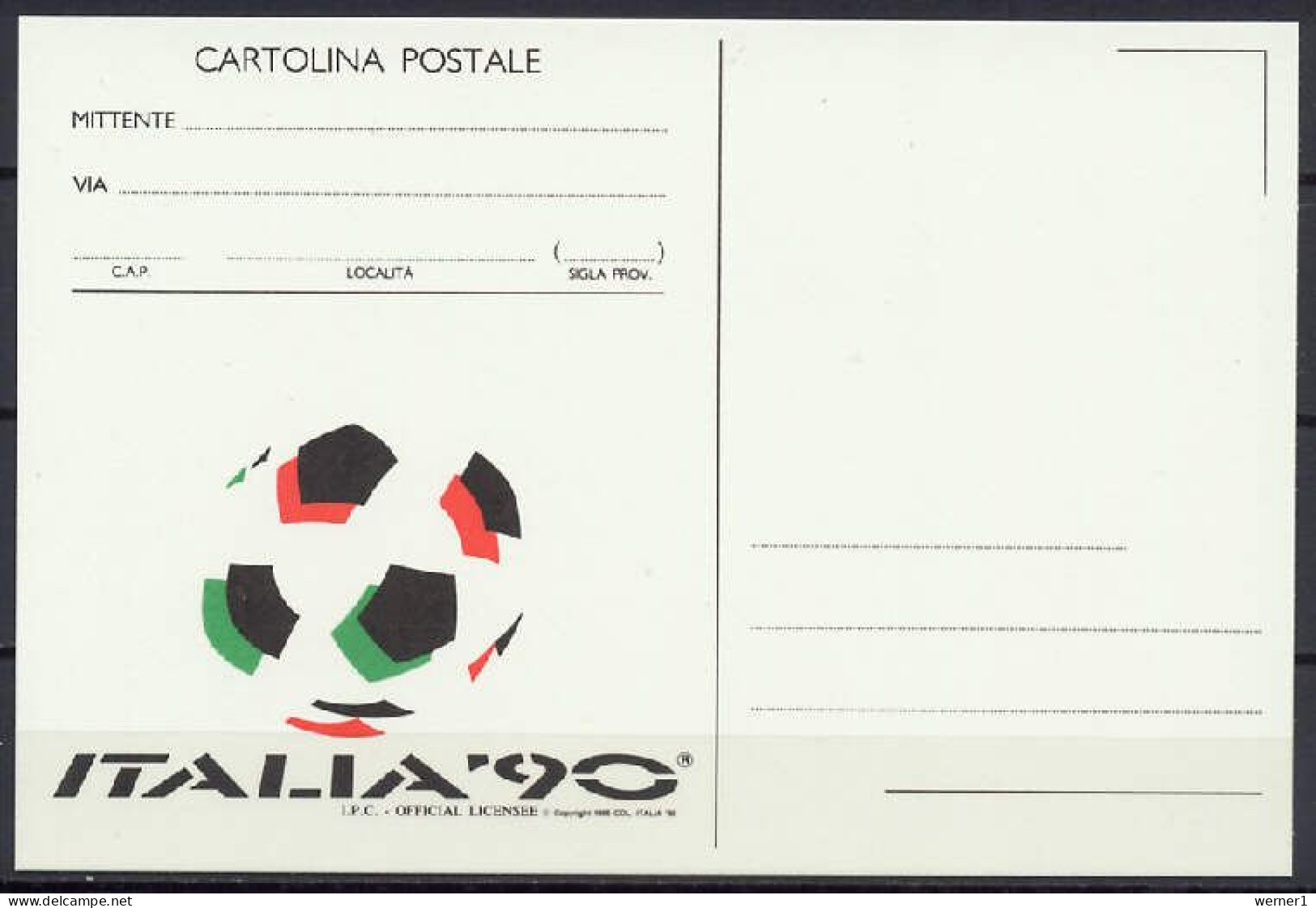 Italy 1990 Football Soccer World Cup Commemorative Postcard - 1990 – Italy