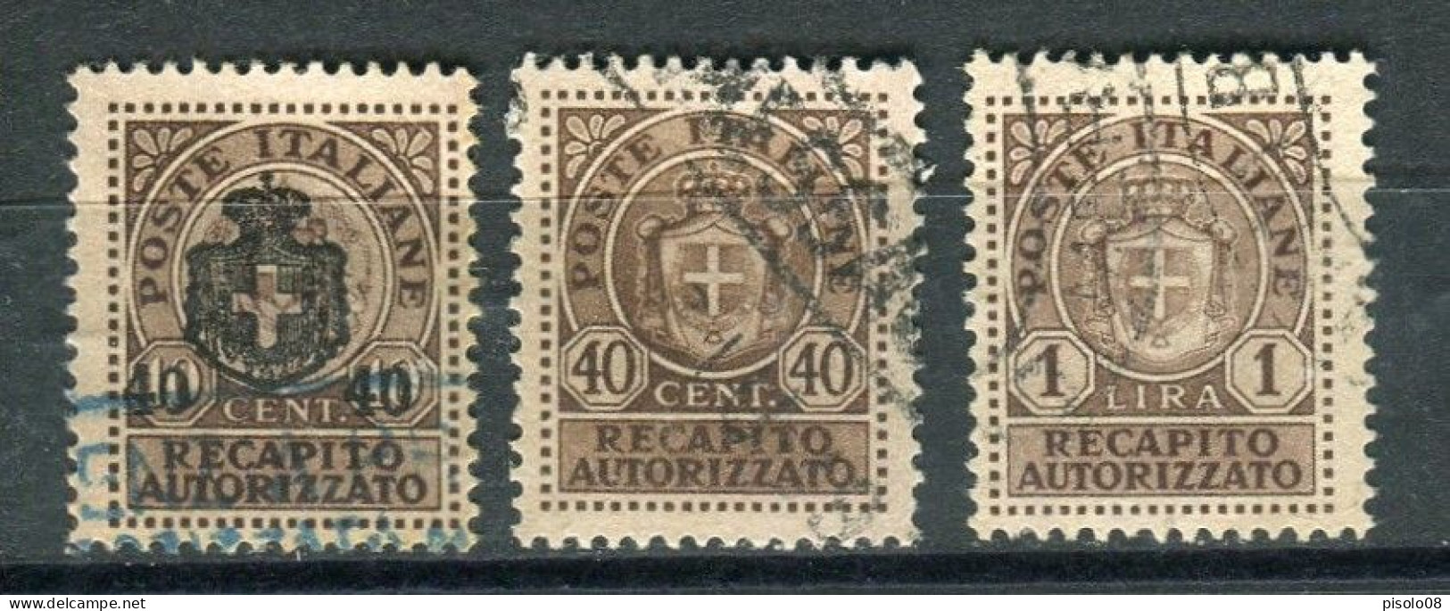 LUOGOTENENZA 1945 RECAPITO AUTORIZZATO 3 SERIE USATE - Servicio Privado Autorizado