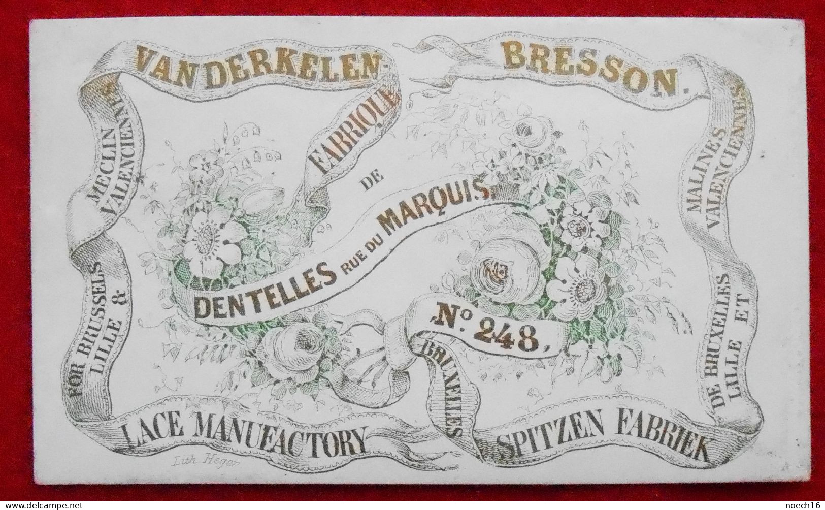 Carte Porcelaine - Vanderkelen Bresson, Fabrique De Dentelles, Rue Du Marquis, Bruxelles - Porcelana