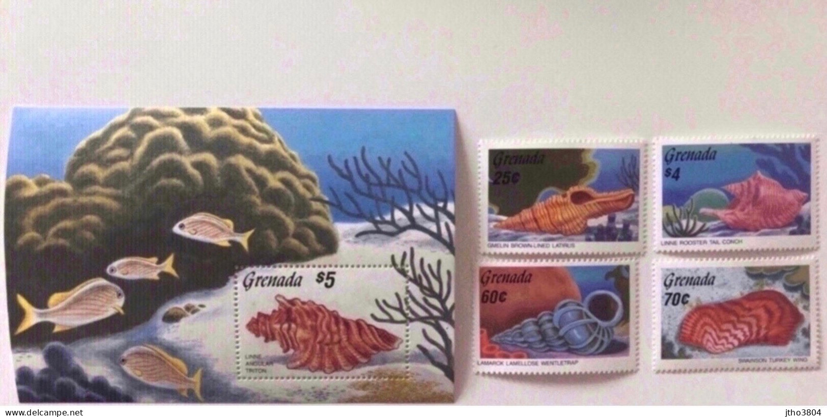 GRENADA 1986 4 V 1 Bloc Neuf ** MNH Mi 1485 A 1489 Pesce Poisson Fish Pez Fische Coquillages Shell Muschel Concha - Conchiglie