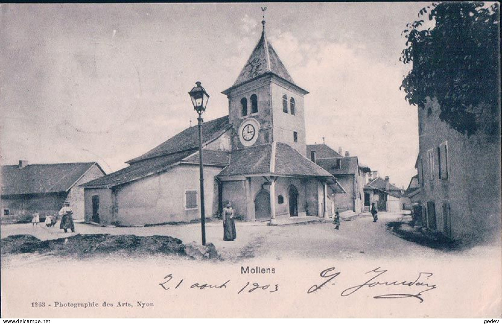 Mollens VD, Place De L'Eglise Animée (21.8.1903) - Other & Unclassified