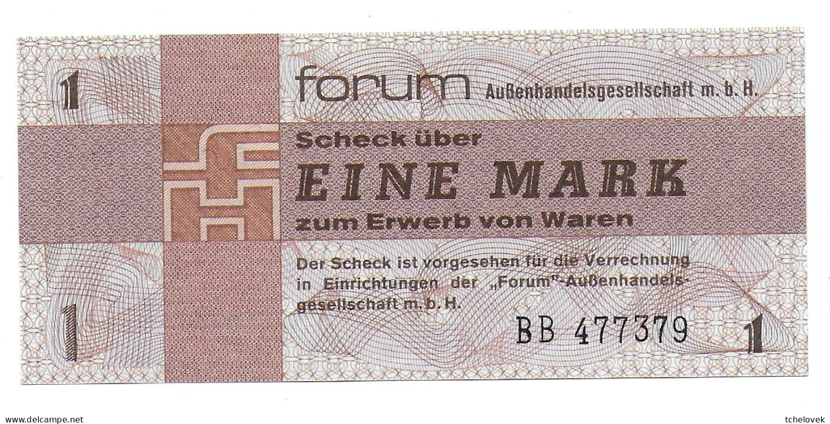 (Billets). Allemagne DDR. 1979. Foreing Exchange Certificate. Forum Scheck. FX2.1 Mark BB 477379 UNC - Andere & Zonder Classificatie