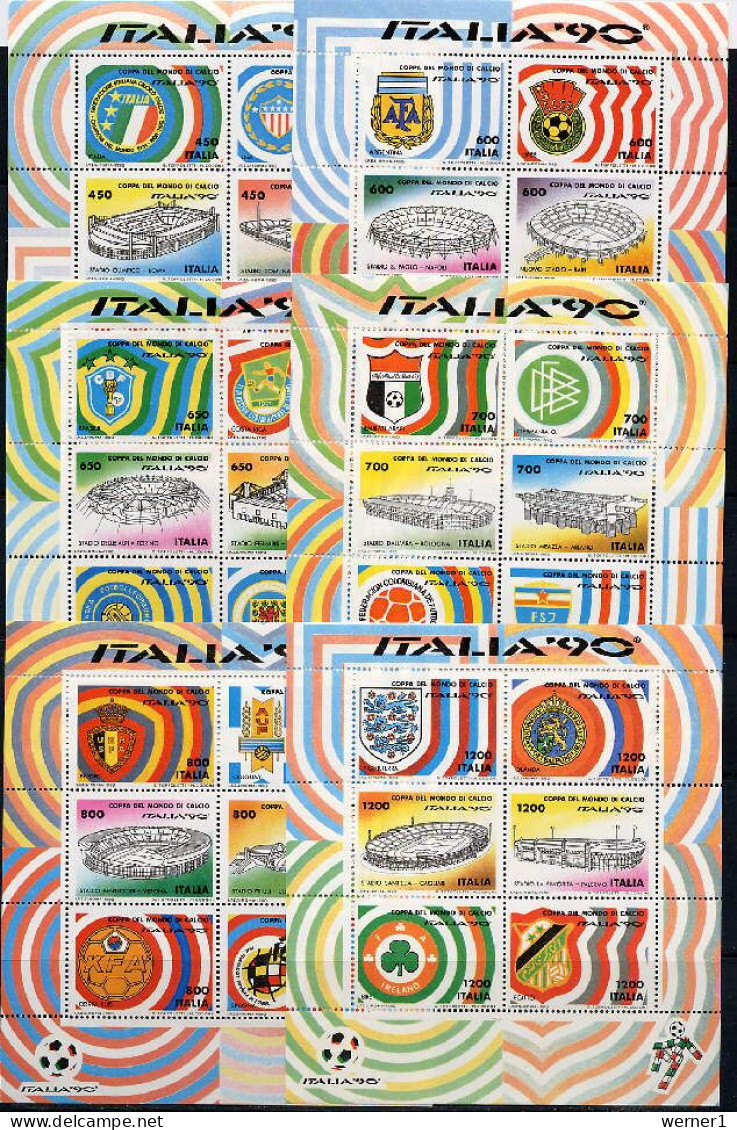 Italy 1990 Football Soccer World Cup Set Of 6 S/s MNH - 1990 – Italia