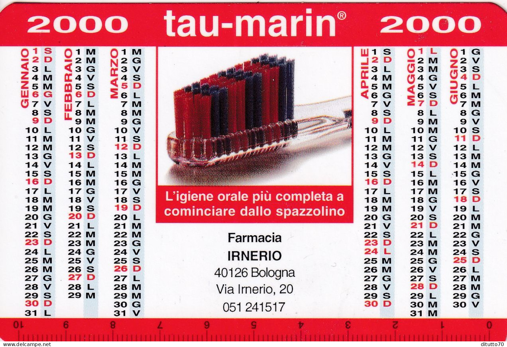 Calendarietto - TAU - MARIN - Irnerio - Bologna - Anno 2000 - Formato Piccolo : 1991-00