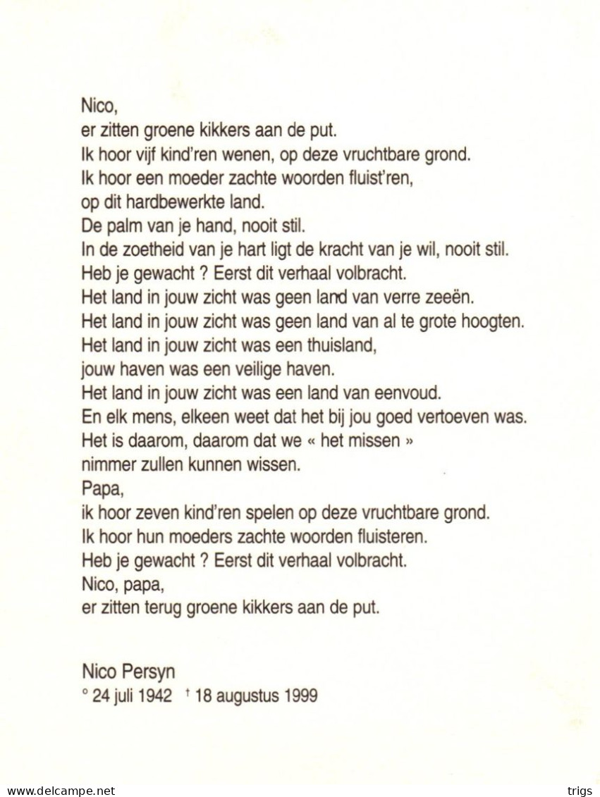 Nico Persyn (1942-1999) - Devotieprenten