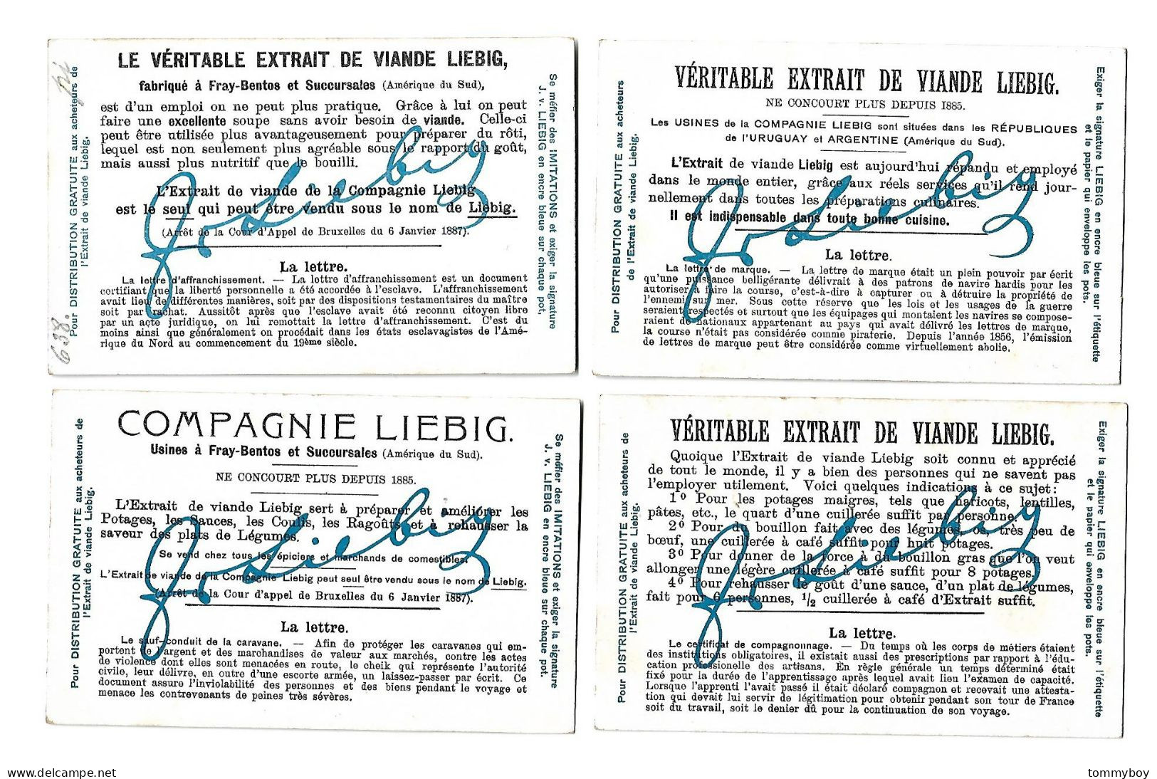 S 786, Liebig 6 Cards, La Lettre  (ref B21) - Liebig