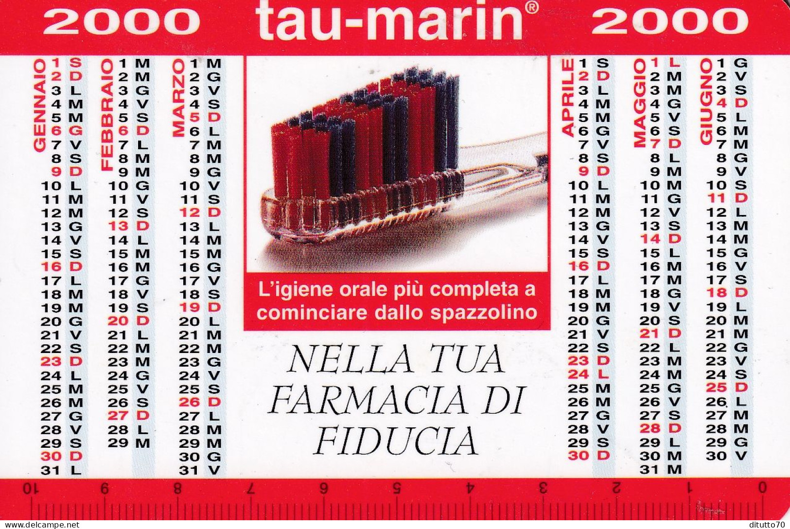 Calendarietto - TAU - MARIN - Nella Tua Farmacia Di Fiducia - Anno 2000 - Formato Piccolo : 1991-00