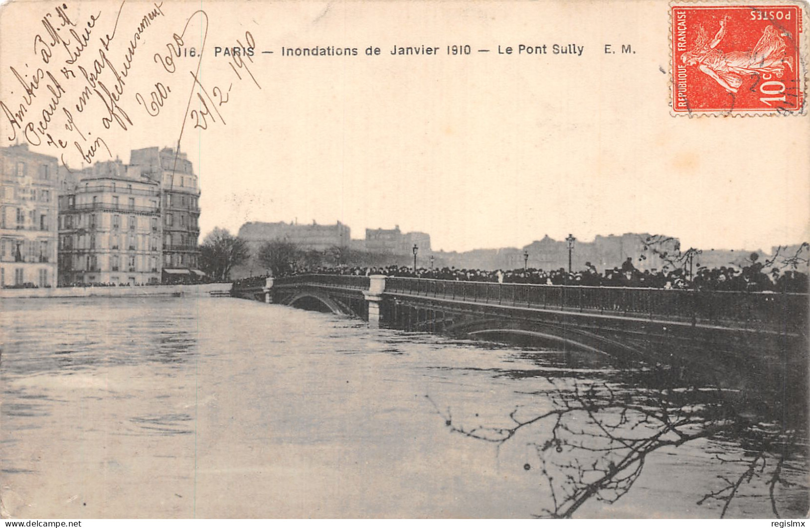 75-PARIS INONDE 1910 LE PONT SULLY-N°T1057-G/0315 - Inondations De 1910