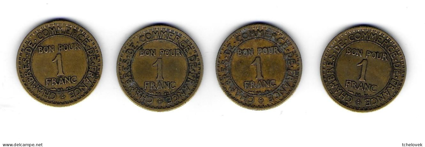 (Monnaies). France. Bon Pour 1 Fr Chambre De Commerce. Lot N°2. 1922 X2, 1924 X2 - Andere & Zonder Classificatie