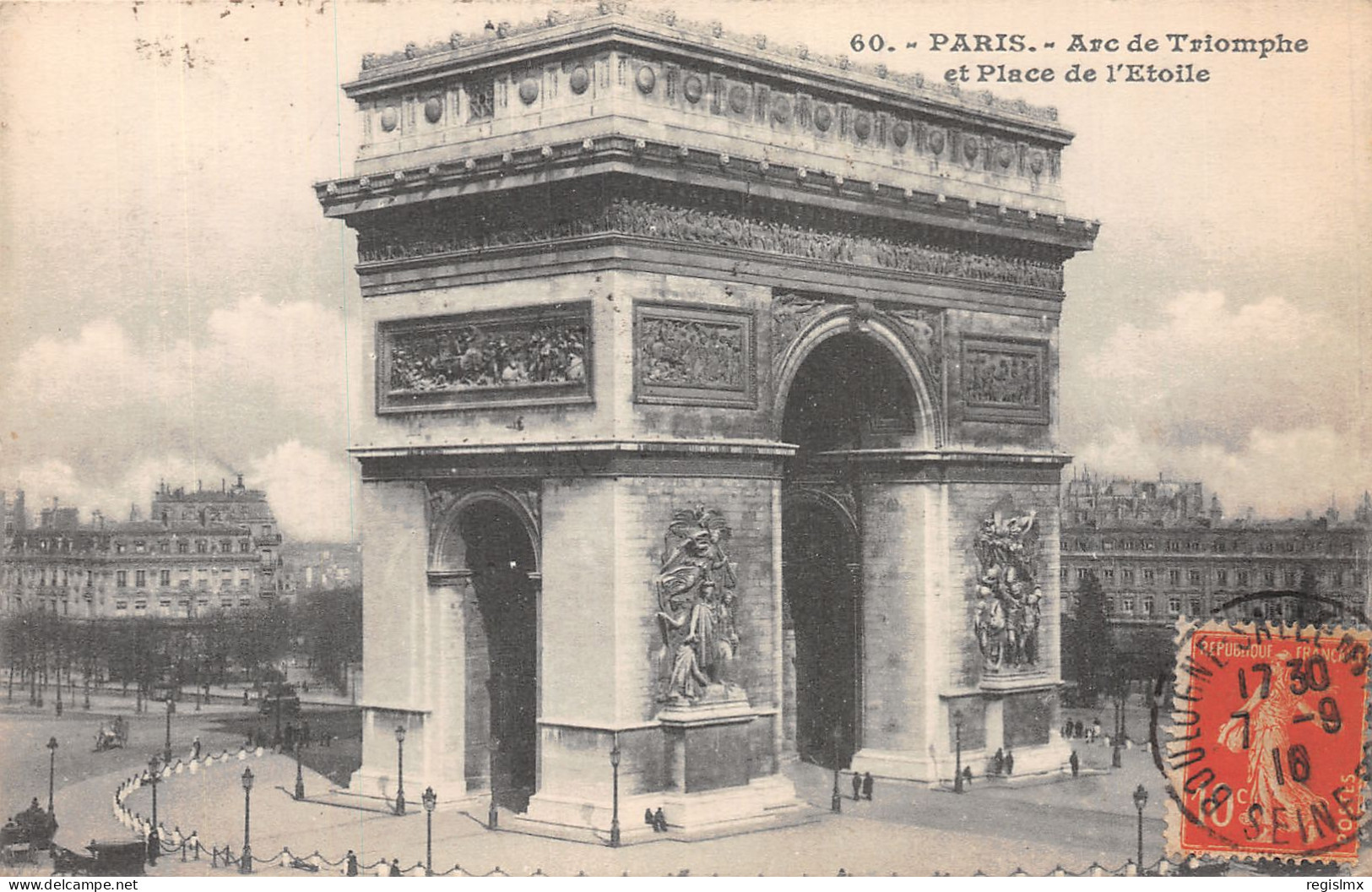 75-PARIS L ARC DE TRIOMPHE ET LA PLACE DE L ETOILE-N°T1059-C/0293 - Arc De Triomphe