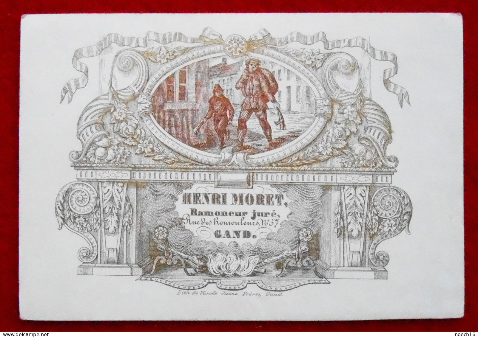 Carte Porcelaine - Henri Moret, Ramoneur Juré, Rue Des Rémouleurs, 57. Gand - Porcelaine