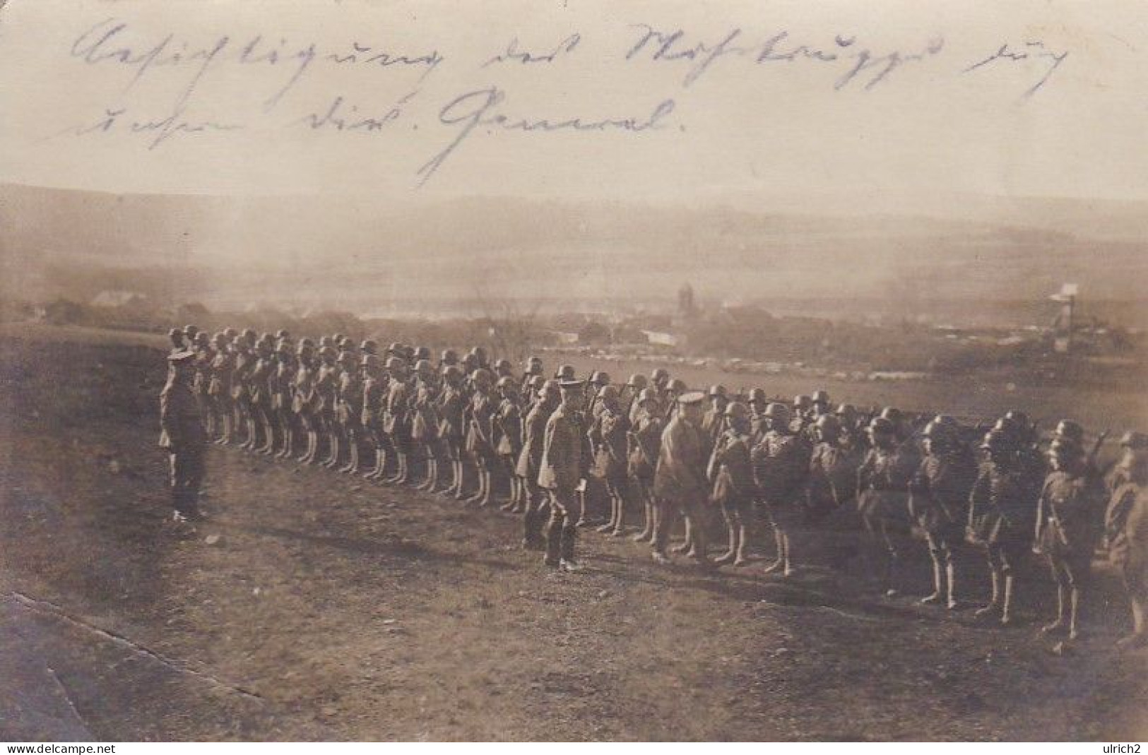 AK Foto Deutsche Soldaten - Besichtigung Durch Div. General - Feldpost IR 168 - 1917 (69055) - War 1914-18