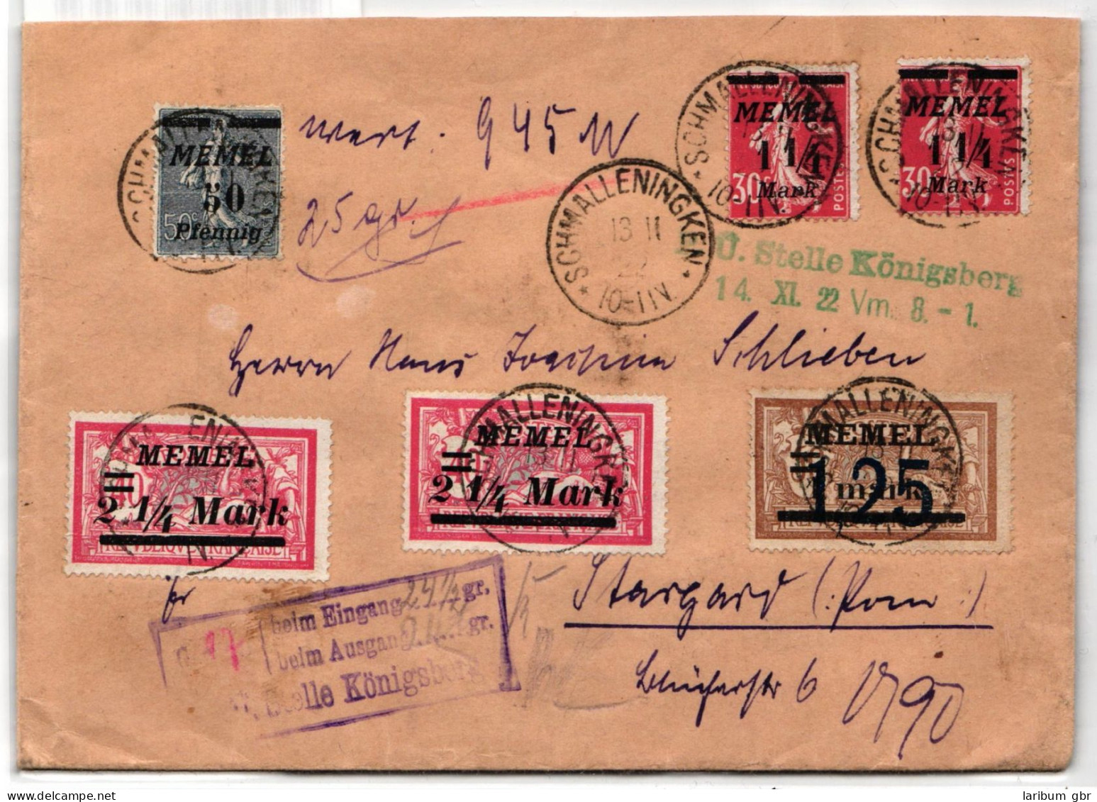 Memel 50 U.a. Auf Brief Von SCHMALLENINGKEN Nach Stargard Mit Zensur #JM877 - Memel (Klaïpeda) 1923