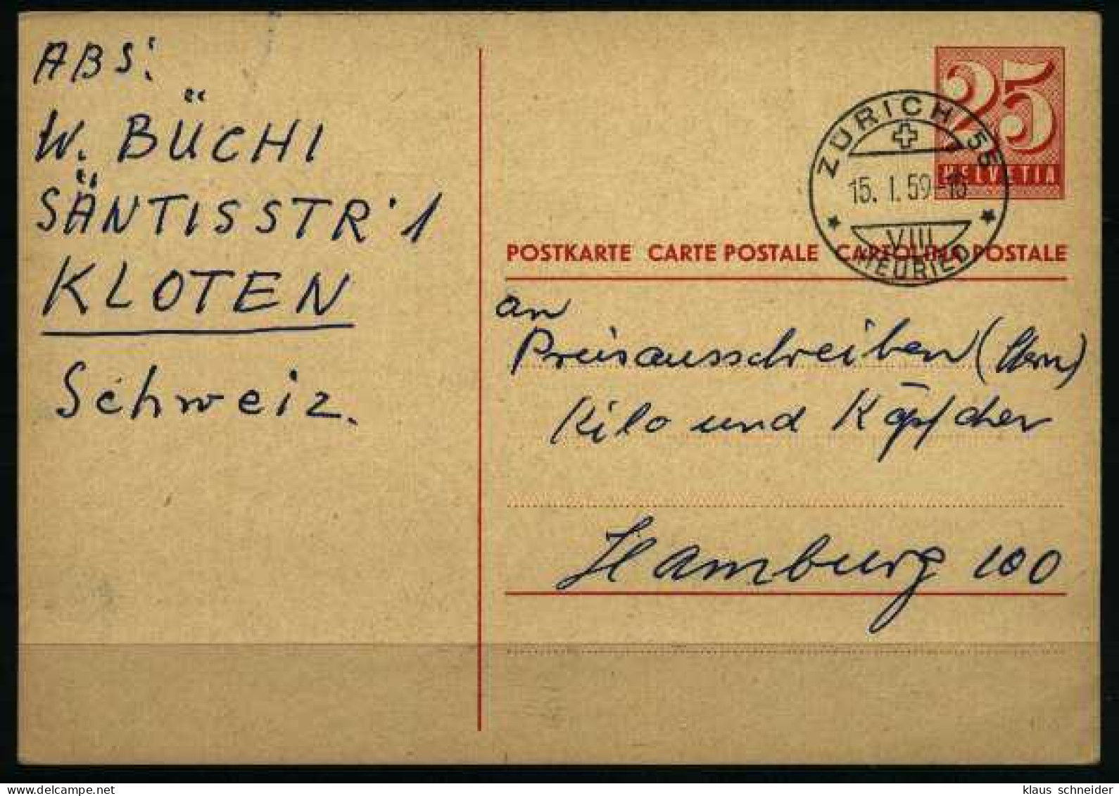 SCHWEIZ AUSLANDSPOSTKARTE X17A936 - Entiers Postaux