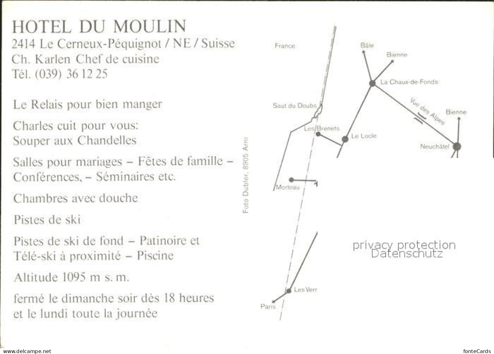 12001370 Le Cerneux-Pequignot Hotel Du Moulin Bar Gastraeume Le Cerneux-Pequigno - Autres & Non Classés