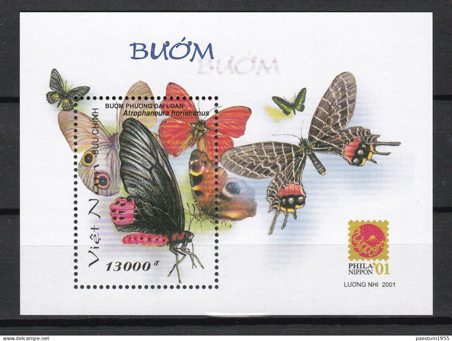 Feuillet Neuf** MNH 2001 Viêt-Nam  Vietnam  Papillon Exposition  Philatélique Internationale JAPON " PHILANIPPON 01" - Vietnam