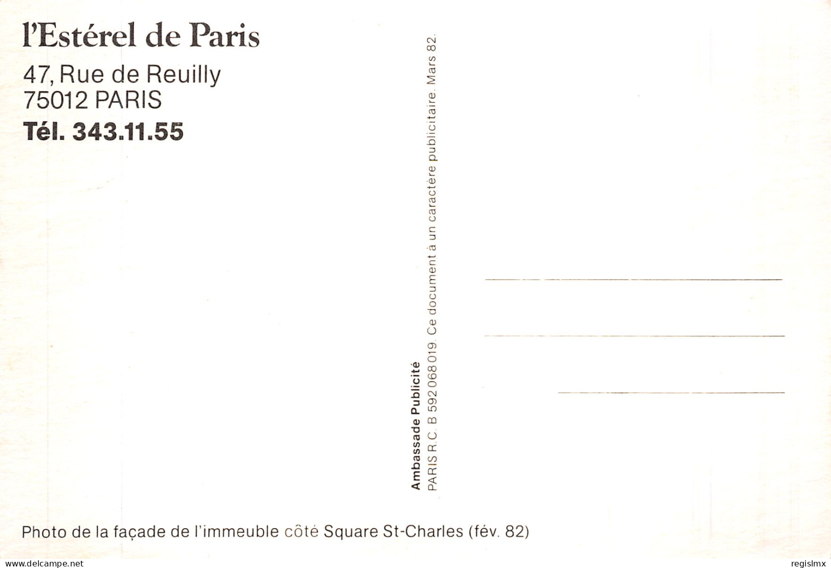 75-PARIS L ESTEREL RUE DE REUILLY-N°T1063-E/0083 - Autres & Non Classés