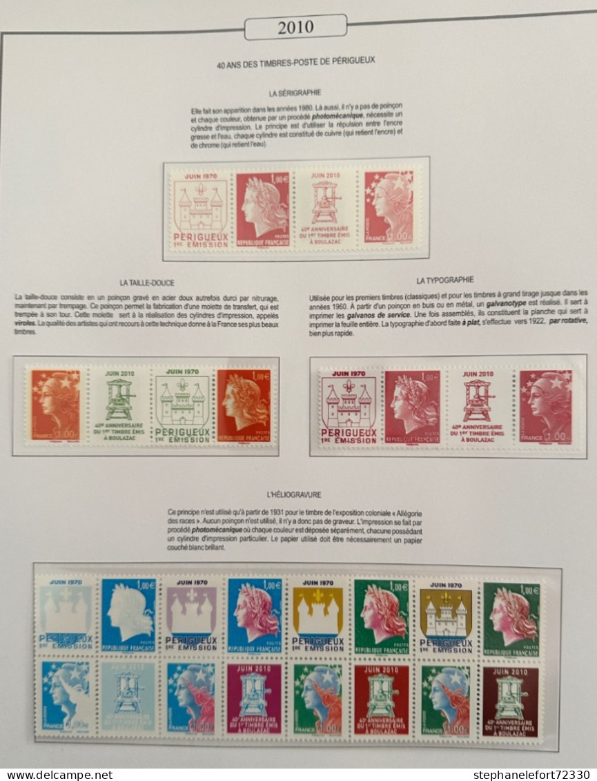 Timbres 2010  Année Complète Neufs  ** - Feuillets, Timbre Argent et Carnets Auto Adhésifs (Voir Photos)