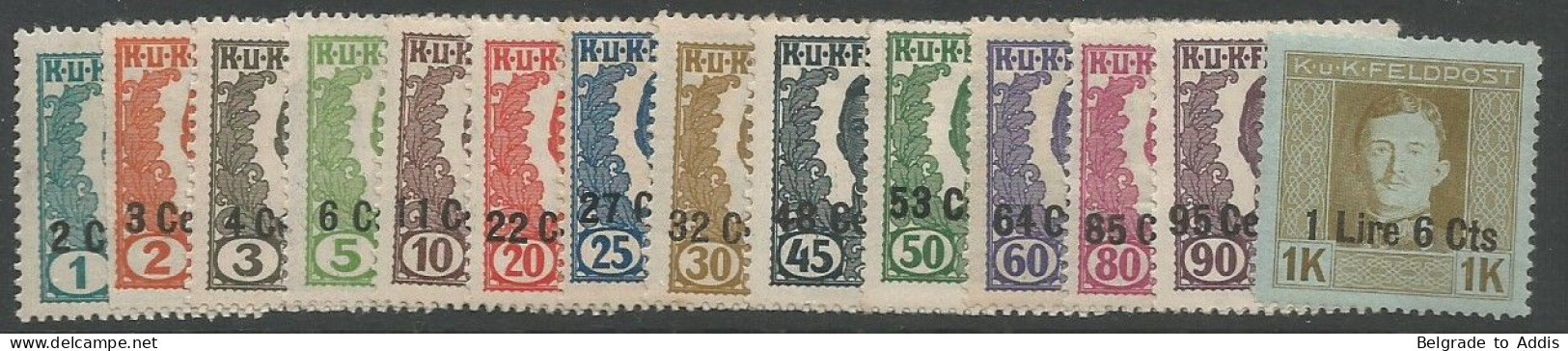 Italia Italien K.u.K. Austria Hungary Mi.I/XIV Complete Unissued Set Overprinted MH / * 1918 - Occ. Autrichienne