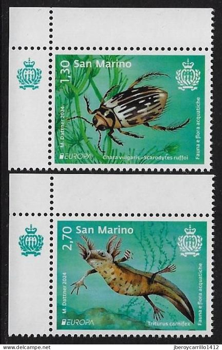 SAN MARINO / SAINT-MARIN  - EUROPA-CEPT 2024 -"UNDERWATER FLORA And FAUNA".- SET Of 2 V. - CH-SUP-IZQ - 2024