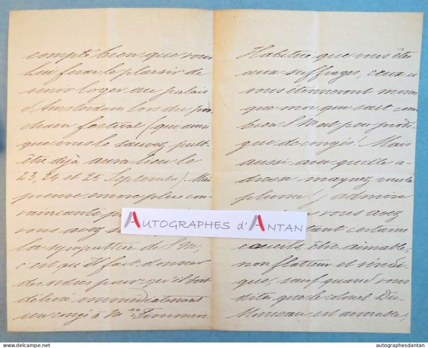 ● L.A.S 1876 Henri Du MONCEAU Aide De Camp Roi De Hollande > Compositeur Ernest REYER Lettre La Haye Né Tournai Belgique - Koninklijke Families