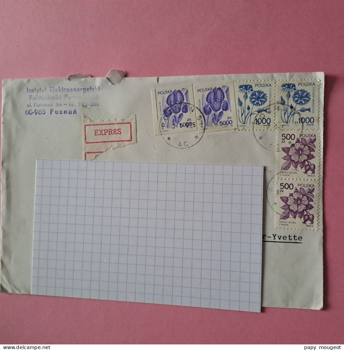 Lettre En Exprès De Poznan à Gif Sur Yvette (91) France - CAD Illisibles - Cartas & Documentos