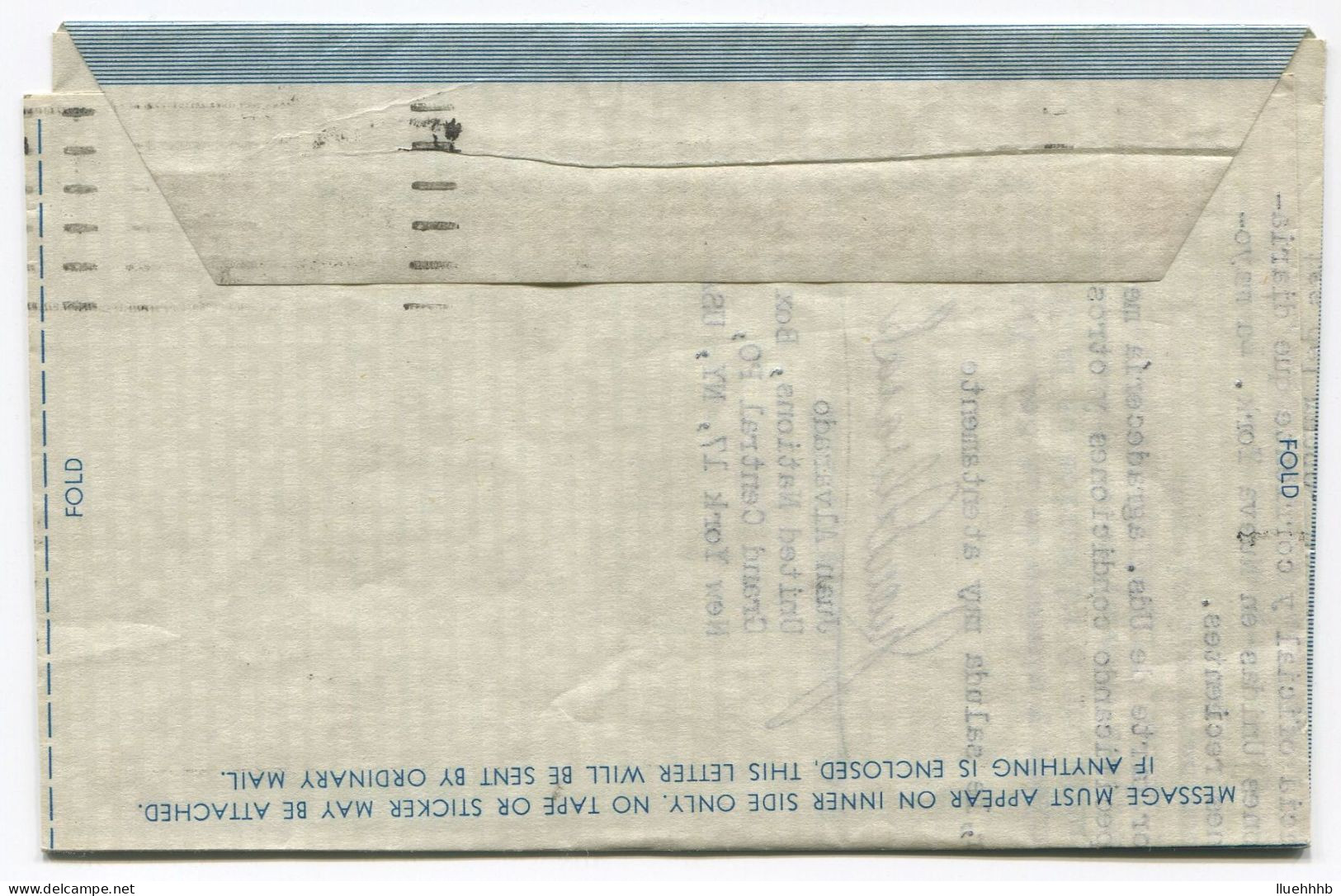 UNITED NATIONS: 1952 UC1 10c Aerogramme Sent To CHILE - Airmail