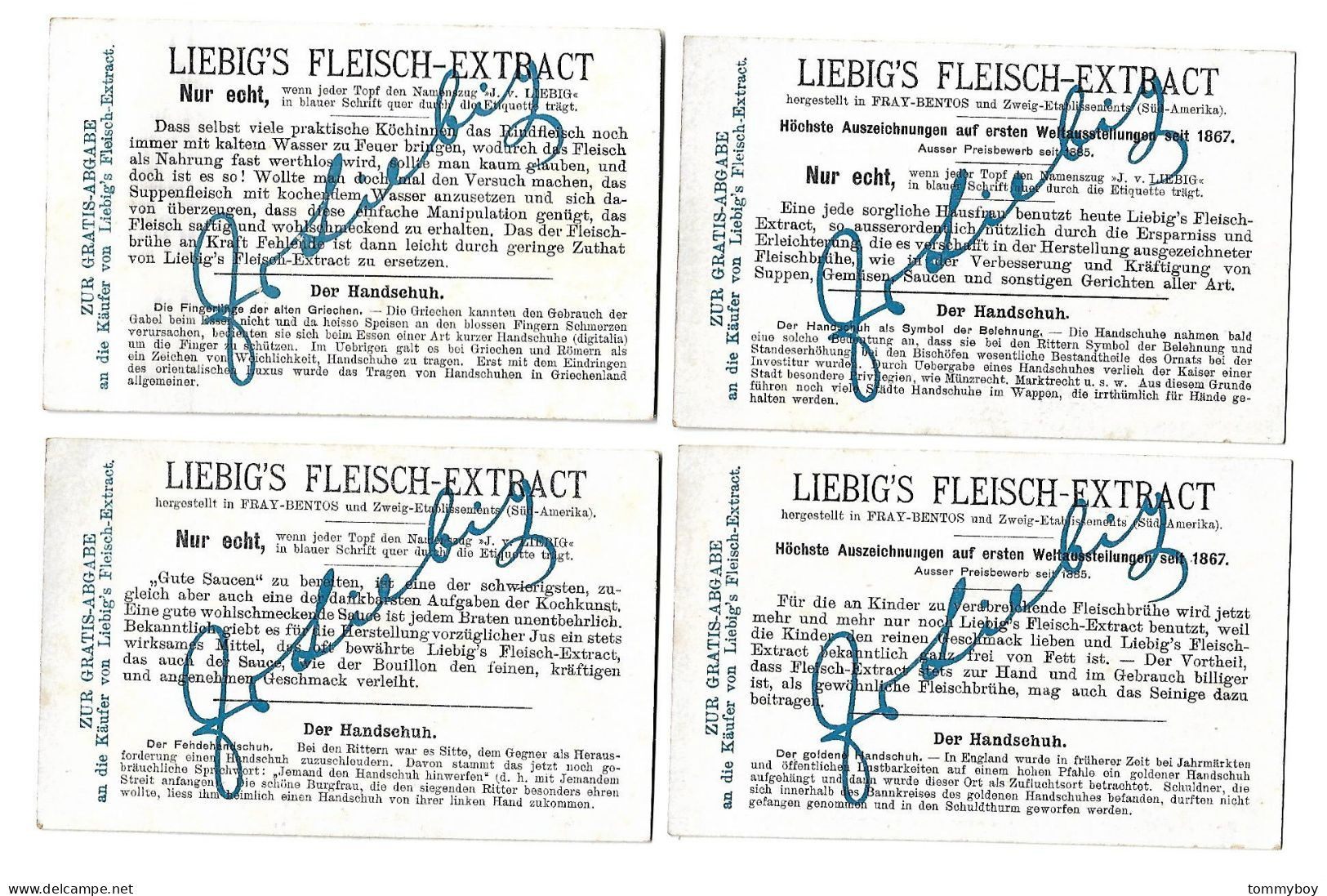S 782, Liebig 6 Cards, Der Handschuh (German) (ref B21) - Liebig