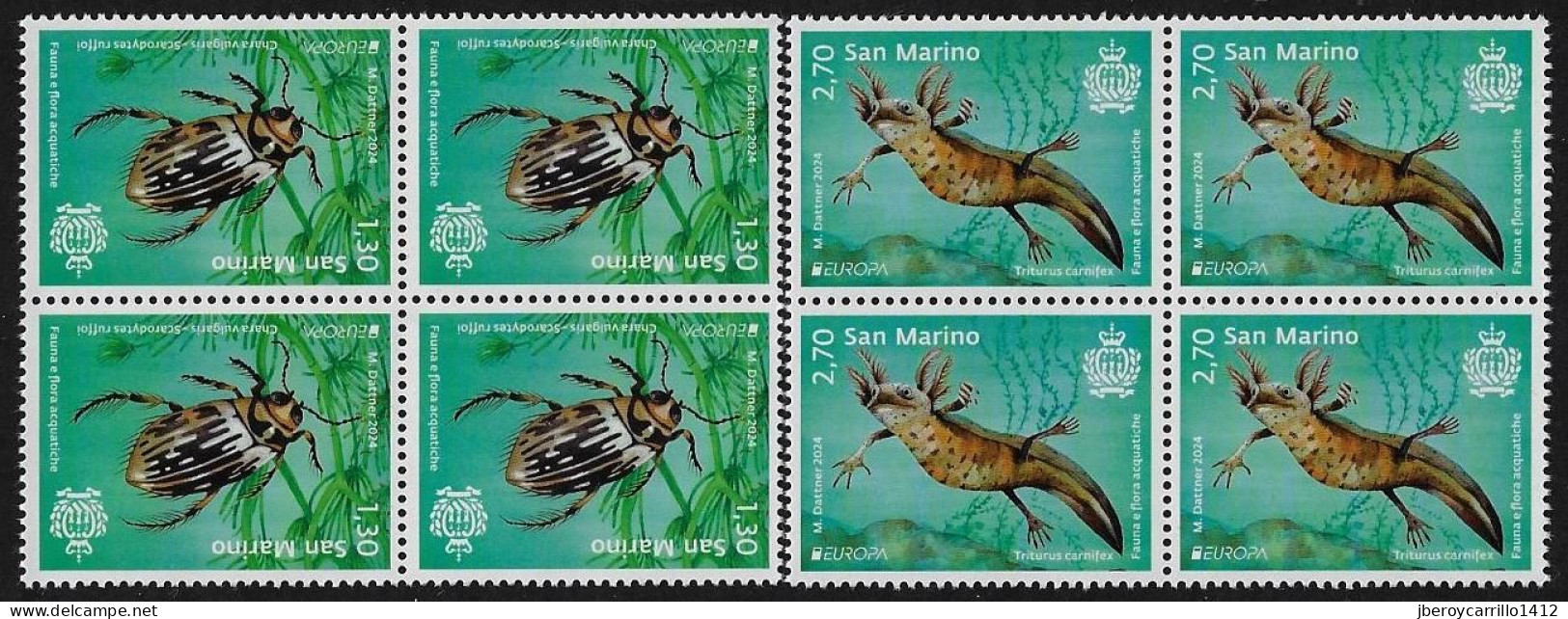 SAN MARINO / SAINT-MARIN  - EUROPA-CEPT 2024 -"UNDERWATER FLORA And FAUNA".- DOS BLOQUES De 4 - N - 2024