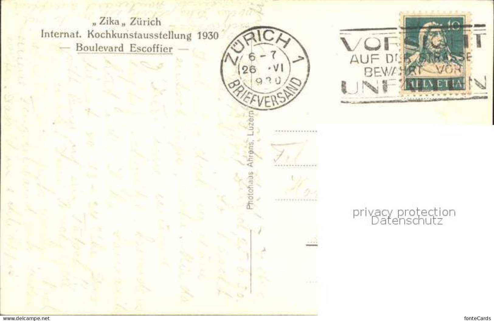 11995421 Zuerich ZIKA 1930 Boulevard Escoffier Zuerich - Altri & Non Classificati