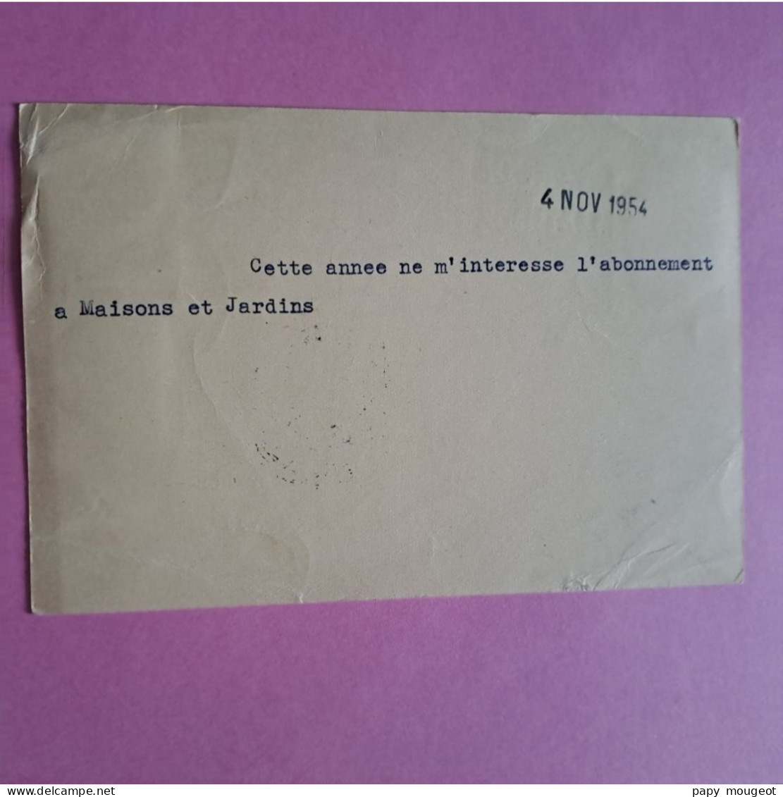 Carte Postale Vda De Munoz Baroja De San Sebastian Pour Paris - Novembre 1954 - Cartas & Documentos