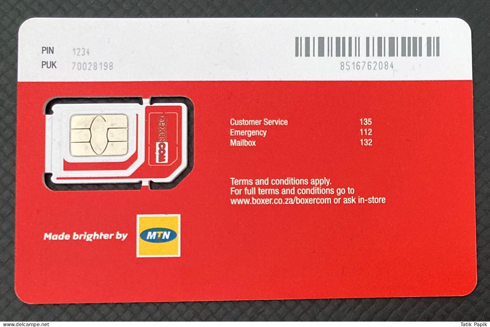 Afrique Du Sud South Africa MTN Boxer Com GSM SIM Telecom UNC 2G 3G 4G 5G - Sudafrica