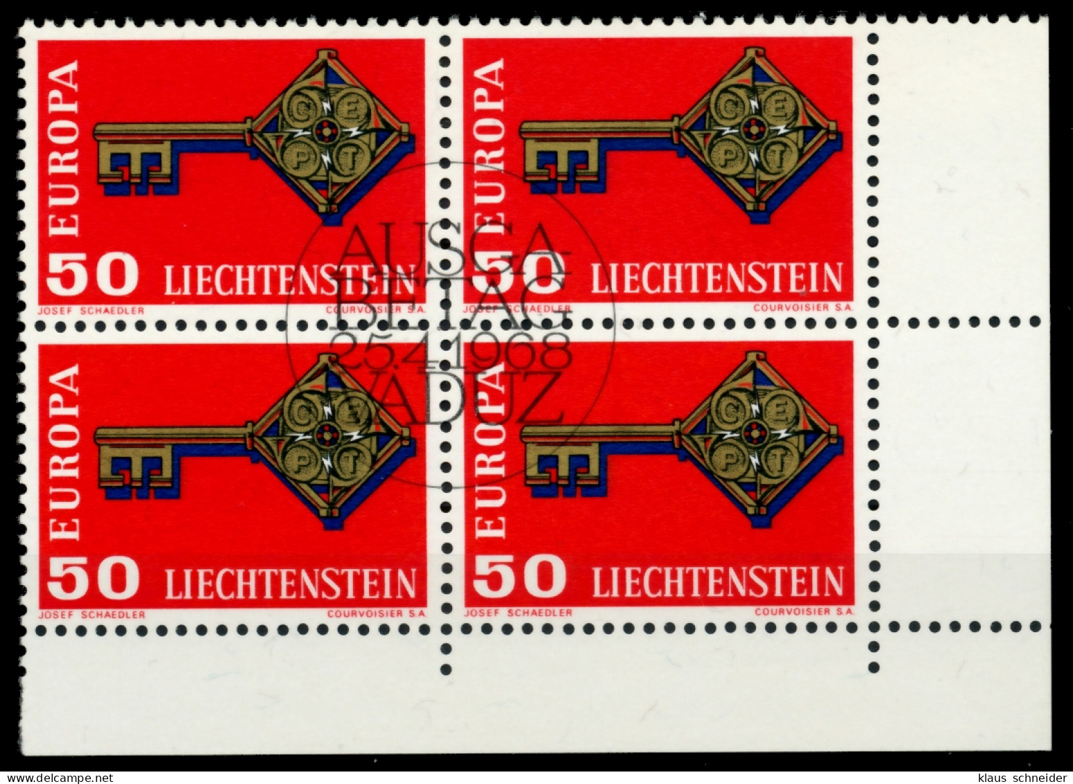 LIECHTENSTEIN 1968 Nr 495 Zentrisch Gestempelt VIERERBLOCK E X6E940E - Usados
