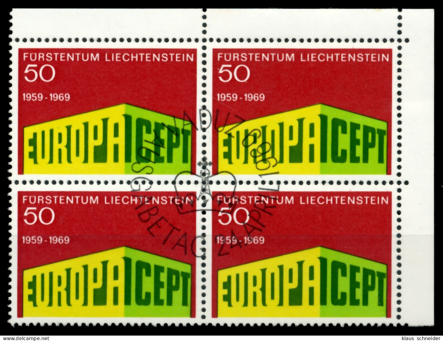LIECHTENSTEIN 1969 Nr 507 Zentrisch Gestempelt VIERERBLOCK E X6E9492 - Usati